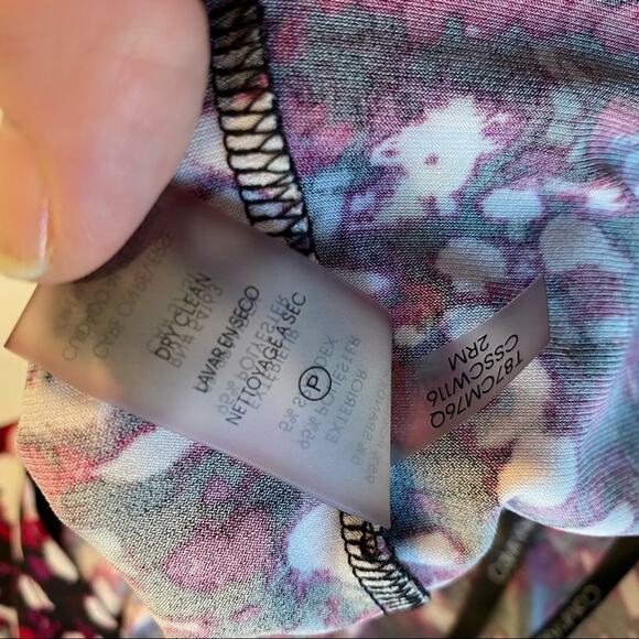 Calvin Klein Top Black Bright Pink Print Petite PXL Pleat Neck Sleeveless Jersey - Picture 6 of 8